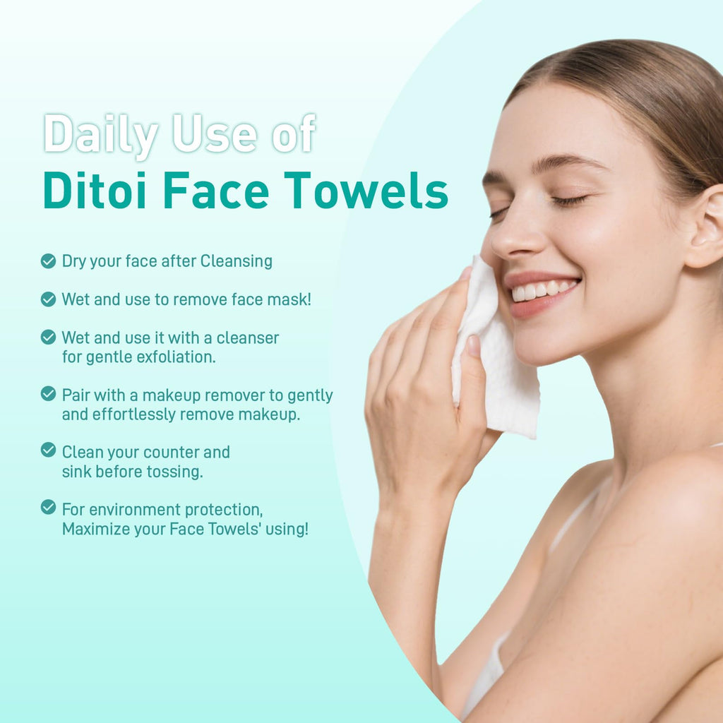 Face Towels, 10"×12" Disposable Face Towel, Face Towelettes XL, Ultra Soft Makeup Remover Dry Wipes - FENGGESTORE20