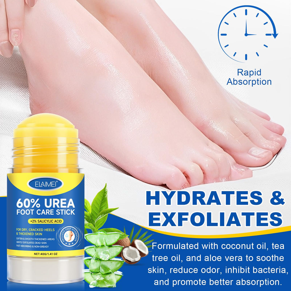 FANSHI 2 PCS Urea Stick 60% High Potency, Foot Care Urea Stick for Deeply Moisturizing & Fast Absorbing, Exfoliation for Dry Cracked Heels & Thickened Skin - FENGGESTORE20