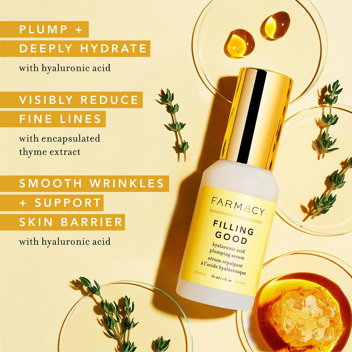 Farmacy Hyaluronic Acid Serum for Face - Filling Good Face Serum with Vegan Collagen Peptides - Helps Smooth Fine Lines + Wrinkles - FENGGESTORE20