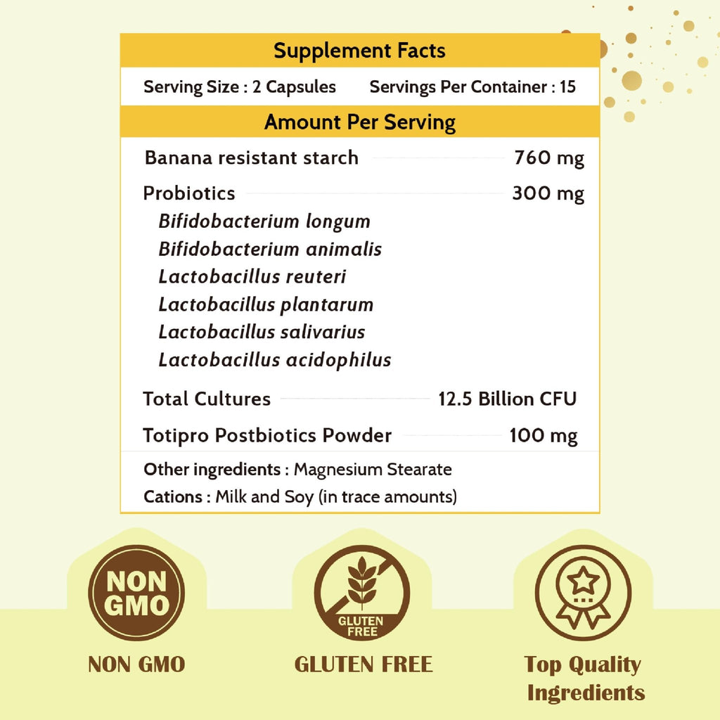 Fecula Biotech Synbiotic for Gut Health | 3-in-1 Daily Prebiotic, Probiotic, Postbiotic for Digestive Health, Bloat & Immune Support - FENGGESTORE20
