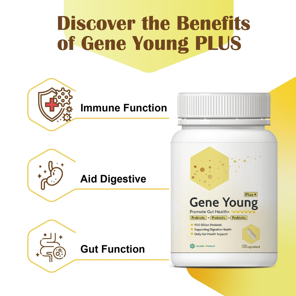 Fecula Biotech Synbiotic for Gut Health | 3-in-1 Daily Prebiotic, Probiotic, Postbiotic for Digestive Health, Bloat & Immune Support - FENGGESTORE20