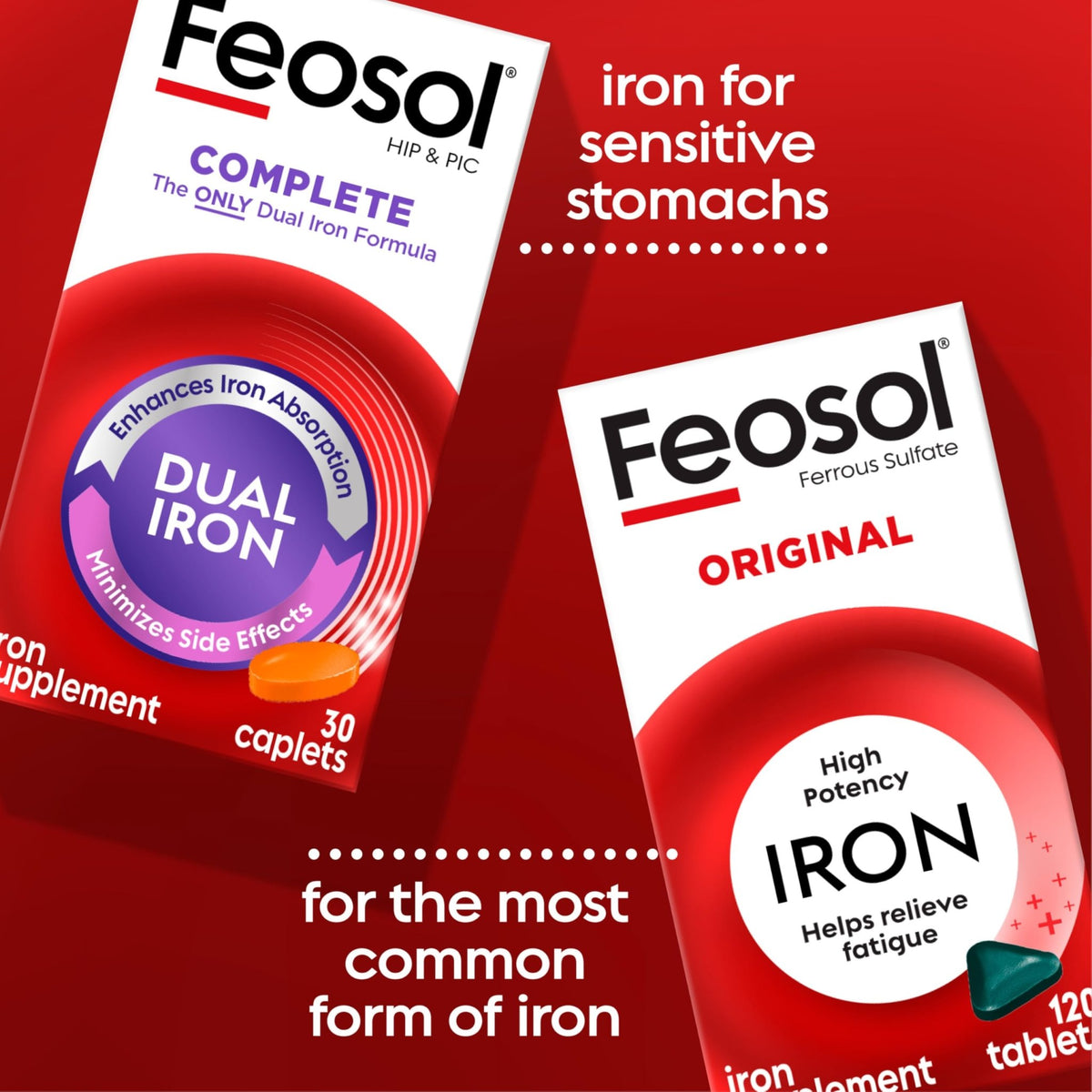 Feosol Complete Iron Supplement Caplets, Bifera Iron for High Absorption, Heme and Non-Heme Dual Action Minimizes Side Effects, 1 Per Day - FENGGESTORE20