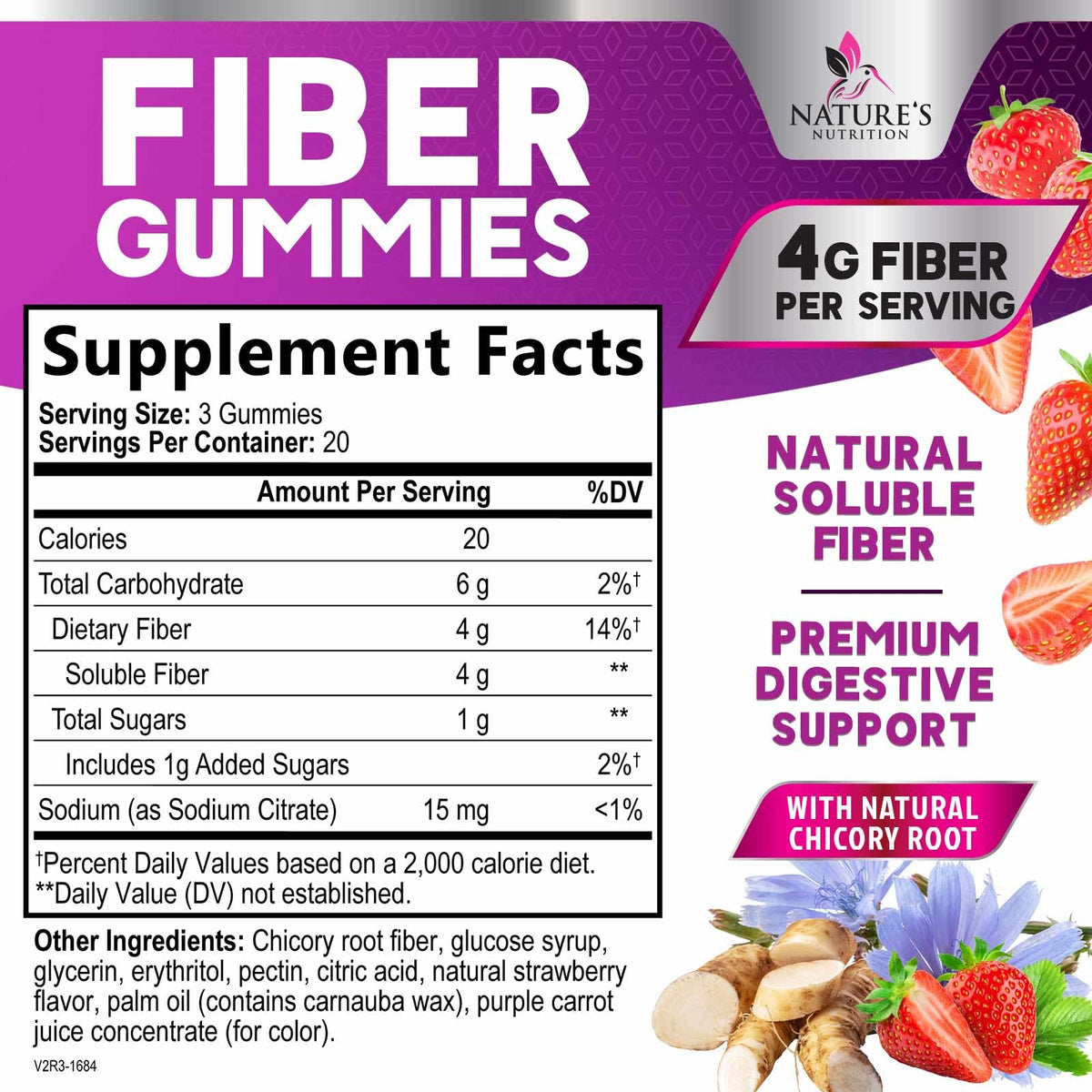 Fiber Gummies for Adults - Soluble Fiber 4g Per Serving - Plant-Based Prebiotic Fiber Supplement for Digestive Health, Gut Health, & Regularity Support - Vegan Gummy - FENGGESTORE20