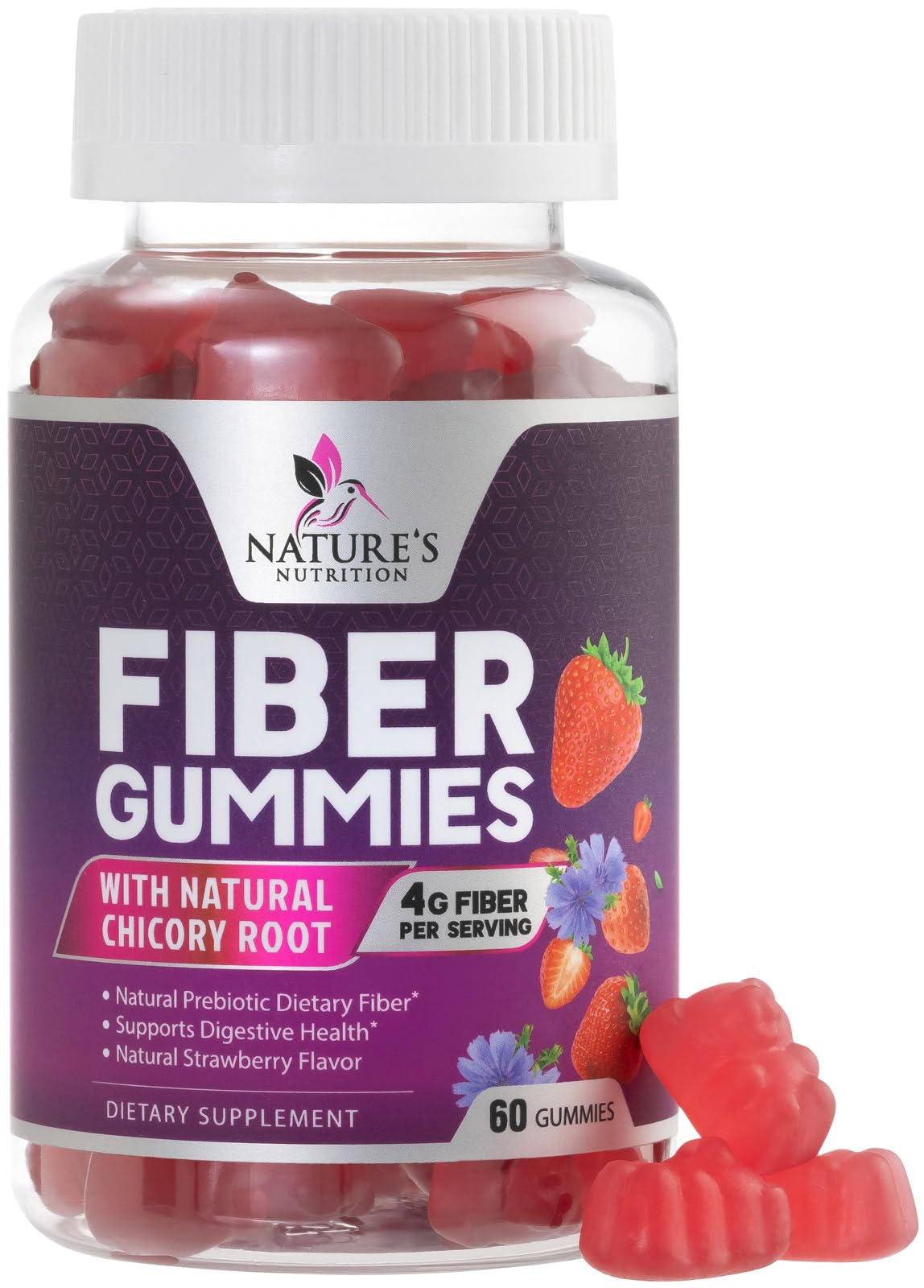 Fiber Gummies for Adults - Soluble Fiber 4g Per Serving - Plant-Based Prebiotic Fiber Supplement for Digestive Health, Gut Health, & Regularity Support - Vegan Gummy - FENGGESTORE20