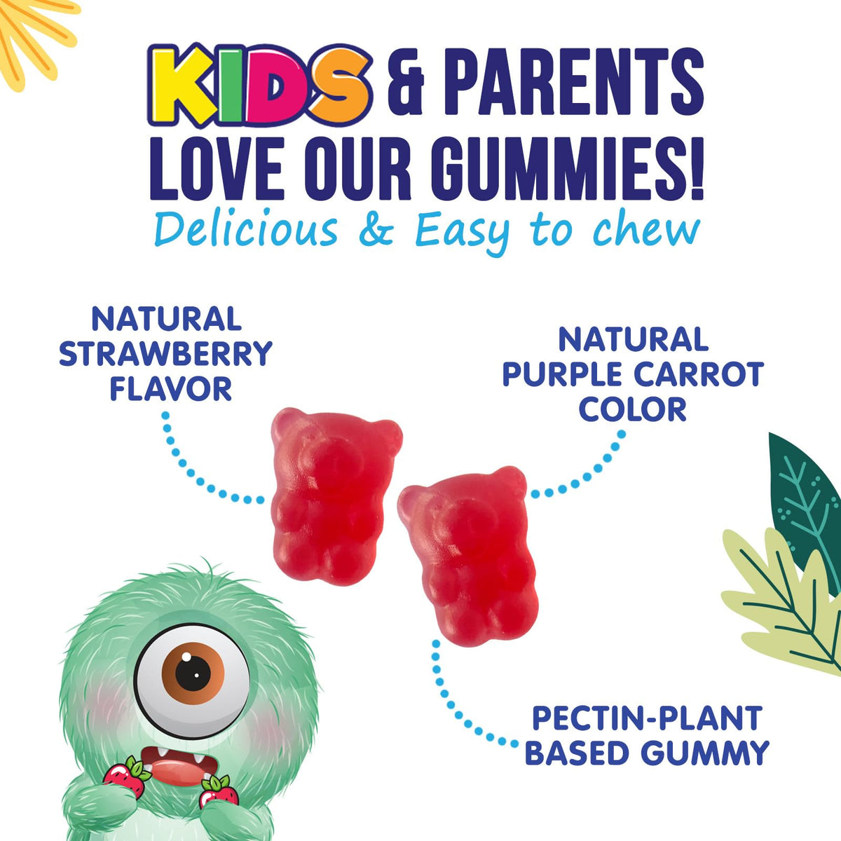 Fiber Gummies for Kids 4g Per Serving - Daily Fiber Gummy Supplement for Kids - Soluble Inulin Prebiotic Gummy for Digestive Health Support - Plant-Based Regularity - FENGGESTORE20