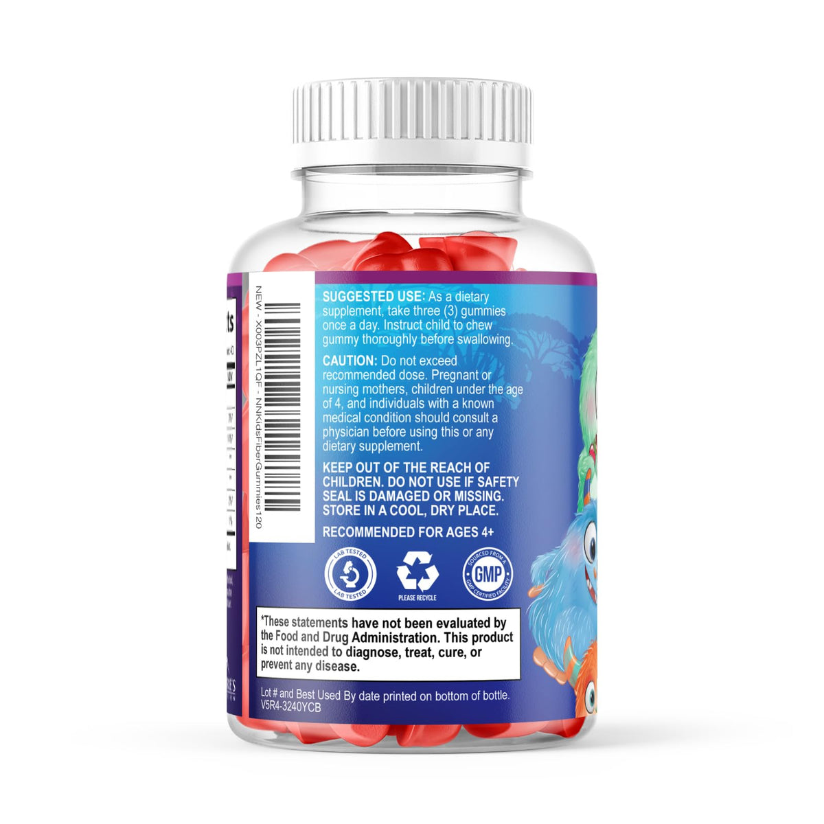 Fiber Gummies for Kids 4g Per Serving - Daily Fiber Gummy Supplement for Kids - Soluble Inulin Prebiotic Gummy for Digestive Health Support - Plant-Based Regularity - FENGGESTORE20