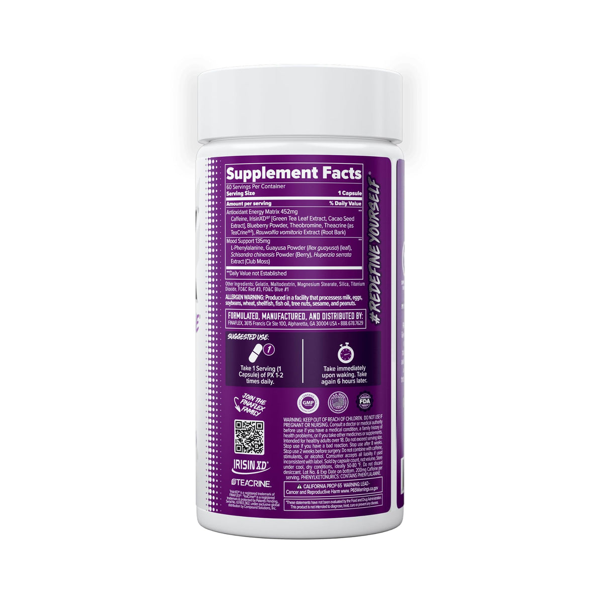 FINAFLEX PX PRO Xanthine - 60 Capsules - Thermogenic - Promotes Energy, Focus & Appetite Suppression - FENGGESTORE20