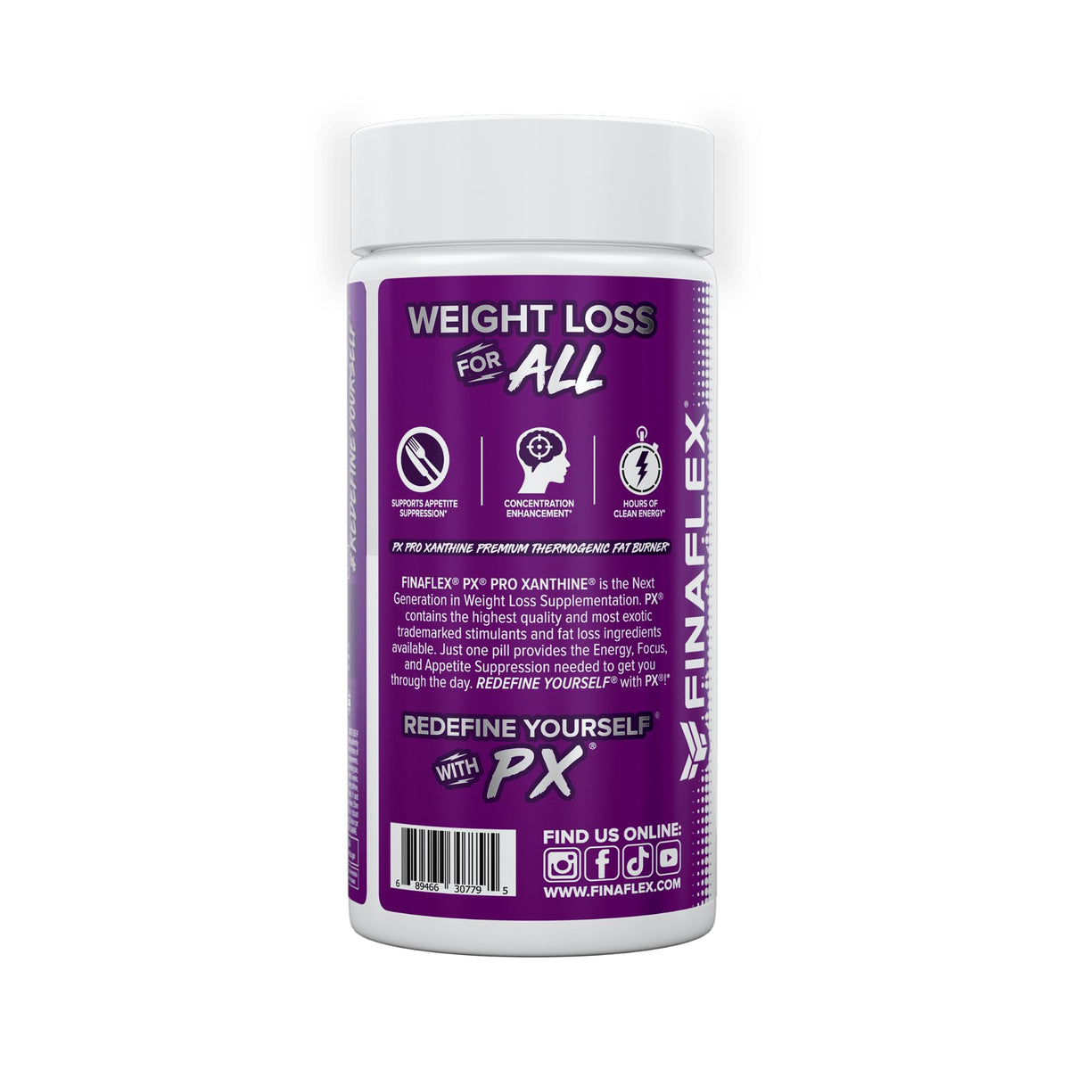 FINAFLEX PX PRO Xanthine - 60 Capsules - Thermogenic - Promotes Energy, Focus & Appetite Suppression - FENGGESTORE20