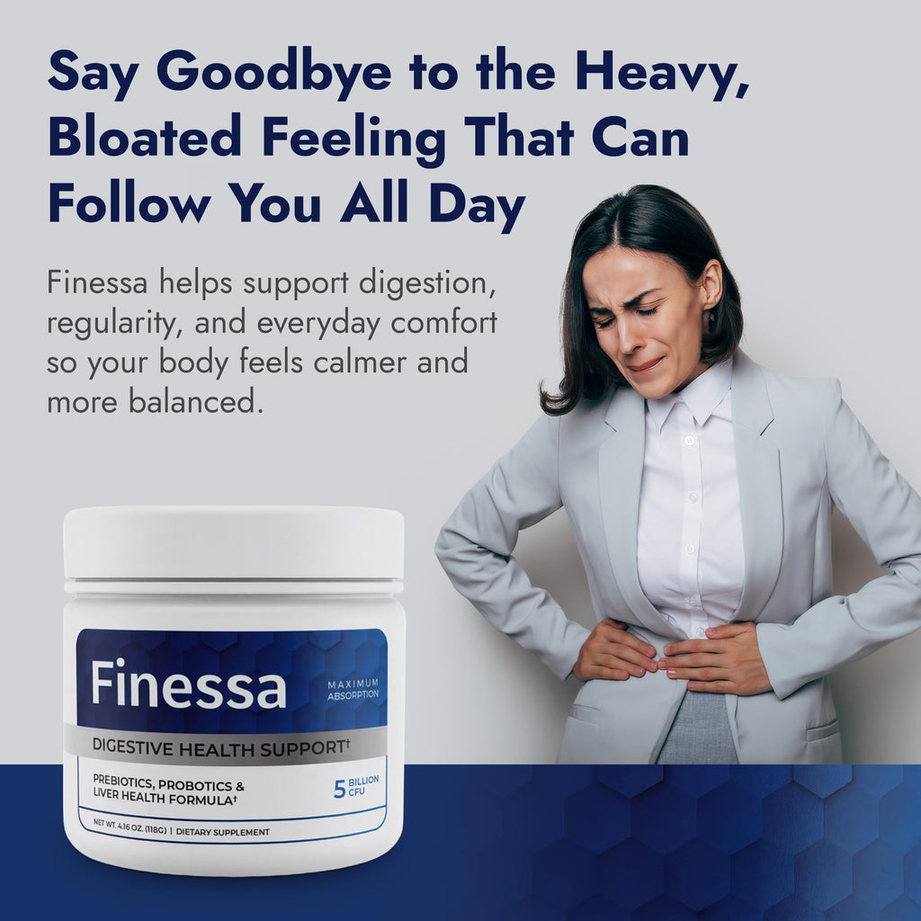 Finessa Digestive Probiotic Drink - 2in1 Digestive Health, Liver Cleanse Detox & Repair | Constipation, Gas and Bloating Relief | Gut Health Blend with Prebiotics & Probiotics - FENGGESTORE20