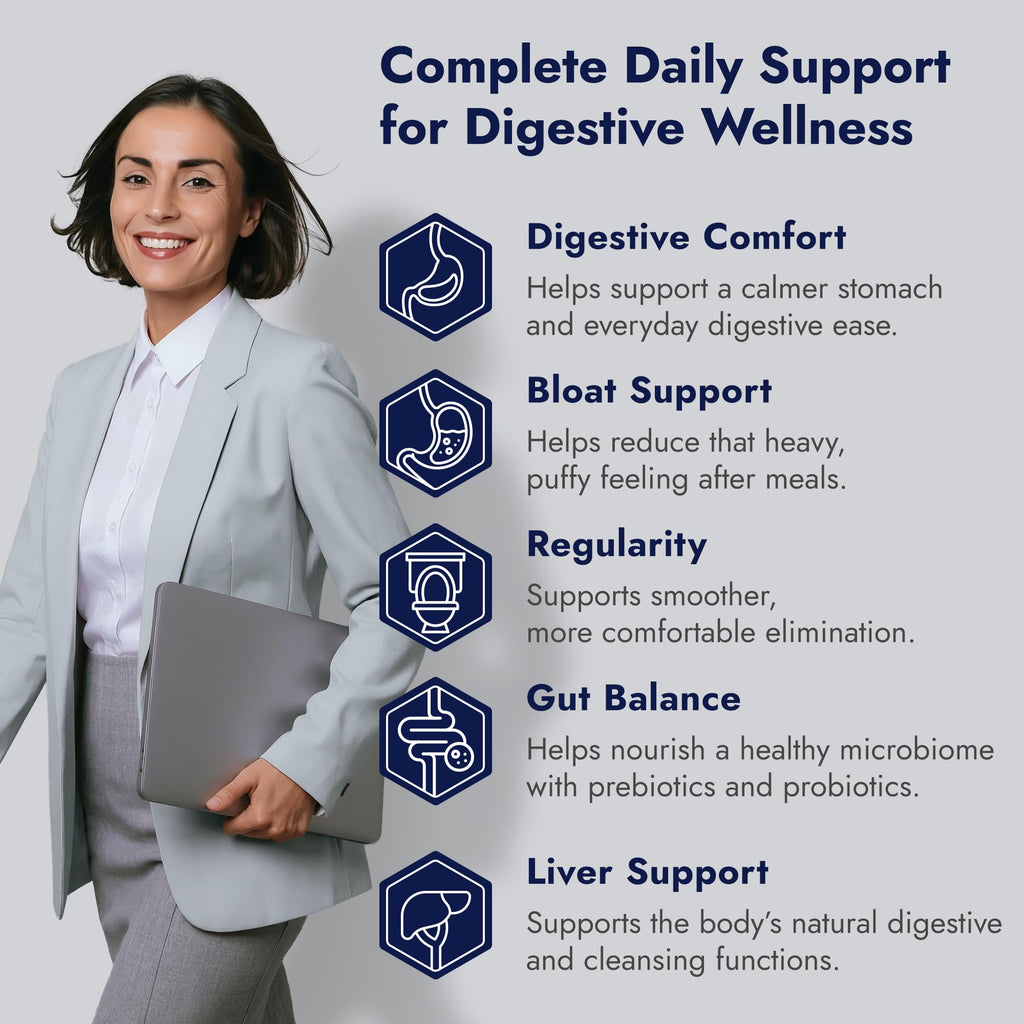 Finessa Digestive Probiotic Drink - 2in1 Digestive Health, Liver Cleanse Detox & Repair | Constipation, Gas and Bloating Relief | Gut Health Blend with Prebiotics & Probiotics - FENGGESTORE20