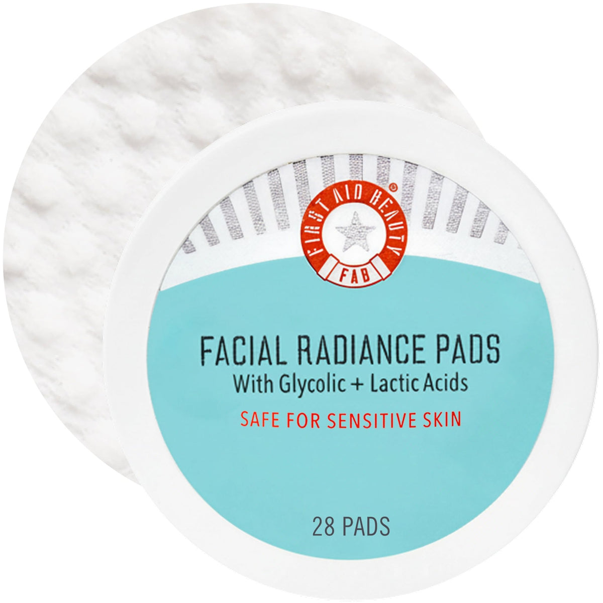 First Aid Beauty - Facial Radiance Pads with Glycolic & Lactic Acids, Daily Exfoliating Pads with AHA, Visibly Smaller Pores, Help Tone & Brighten Skin, One-Step Makeup Prep, Compostable, 28 - FENGGESTORE20
