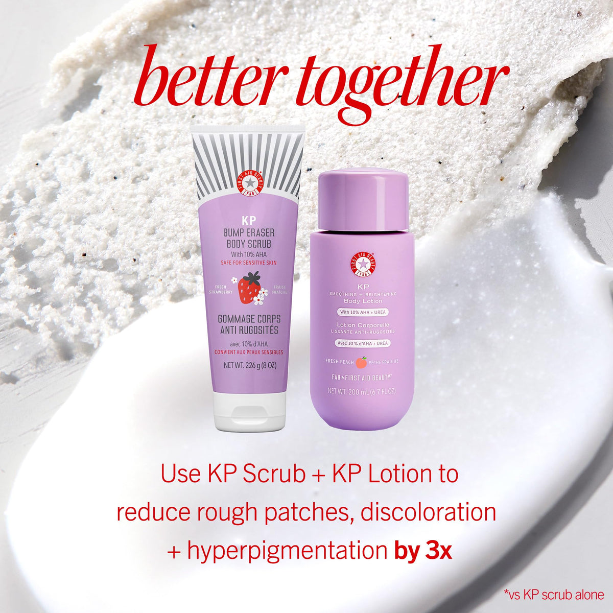First Aid Beauty - KP Bump Eraser Body Scrub with 10% AHA, Keratosis Pilaris Exfoliator with Glycolic and Lactic acids, Helps Reduce Chicken Skin Bumps - FENGGESTORE20