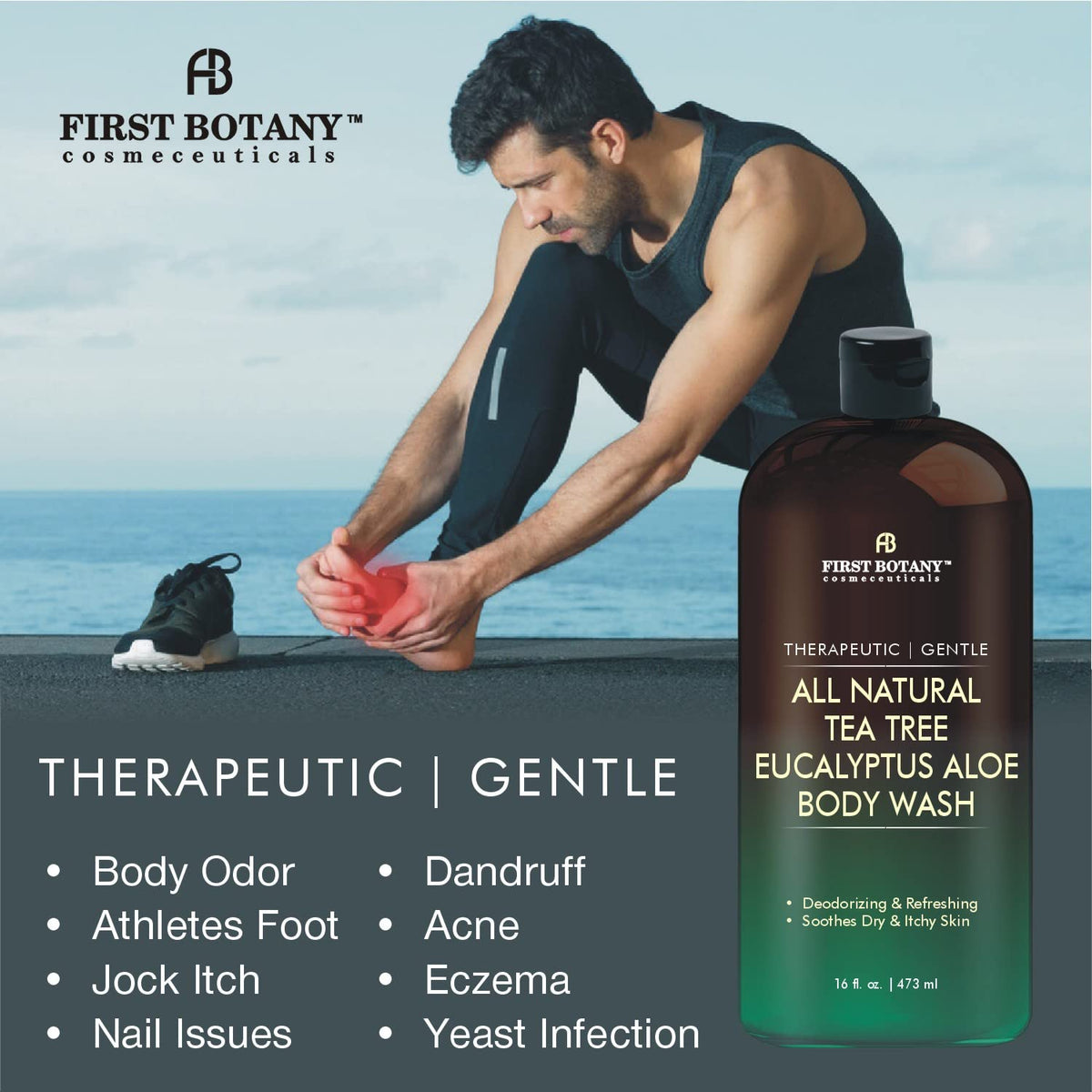 First Botany, ALL Natural Body Wash - Fights Body Odor, Athlete's Foot, Jock Itch, Nail Issues, Dandruff, Acne, Eczema - FENGGESTORE20