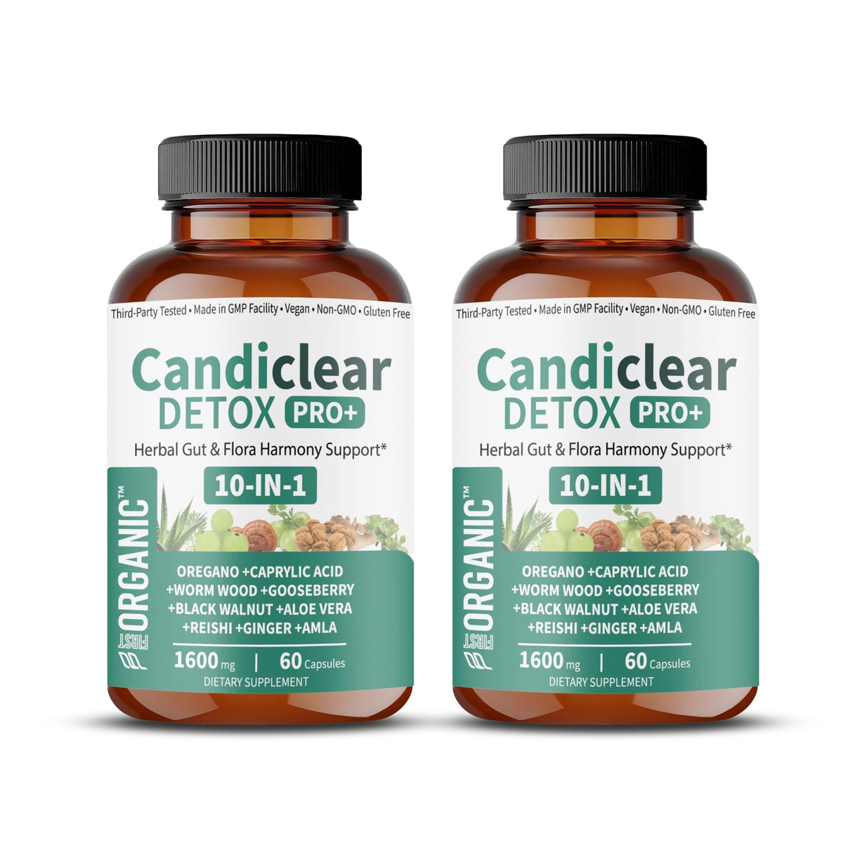 FIRSTORGANIC Candiclear Detox Pro+ | Pack of 2 | Feminine Gut & Flora Harmony Support |Oregano, Black Walnut & More | Third-Party Tested, cGMP Facility, - FENGGESTORE20