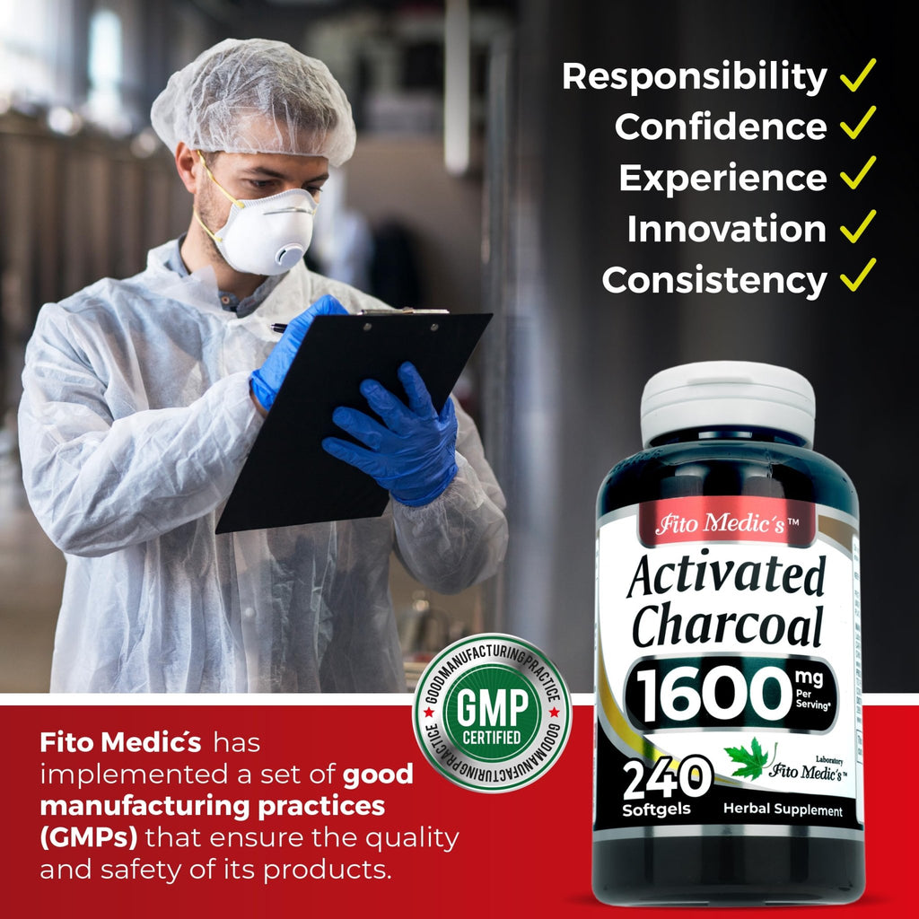 FITO MEDIC'S Lab | Activated Charcoal | 240 caps | Activated Charcoal Pills - FENGGESTORE20
