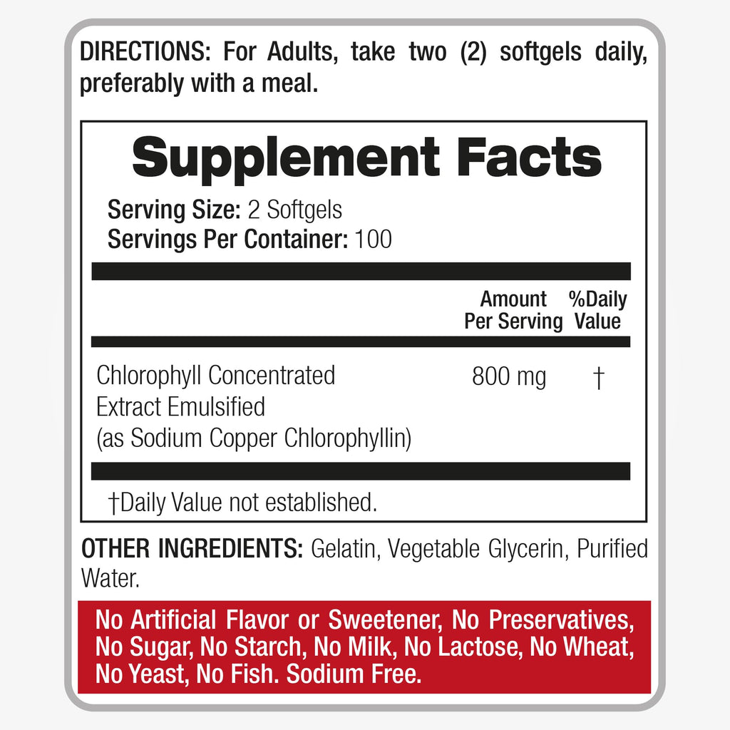 FITO MEDIC'S Lab Chlorophyll Supplement, 200 Softgels, Chlorophyll Capsules - FENGGESTORE20