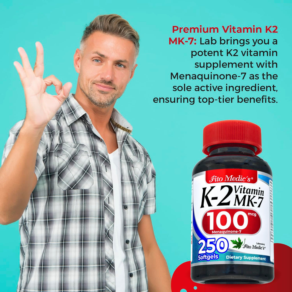 FITO MEDIC'S Lab | Vitamin k2 | k2 Vitamin Supplement | Vitamin k | 250 softgels | 100 mcg | - FENGGESTORE20
