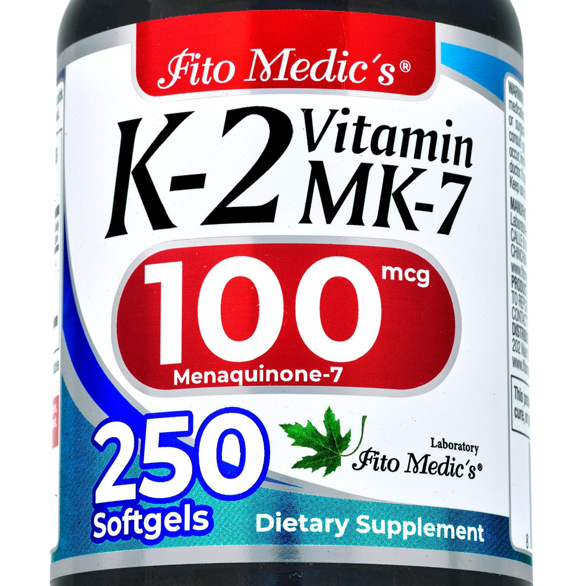 FITO MEDIC'S Lab | Vitamin k2 | k2 Vitamin Supplement | Vitamin k | 250 softgels | 100 mcg | - FENGGESTORE20