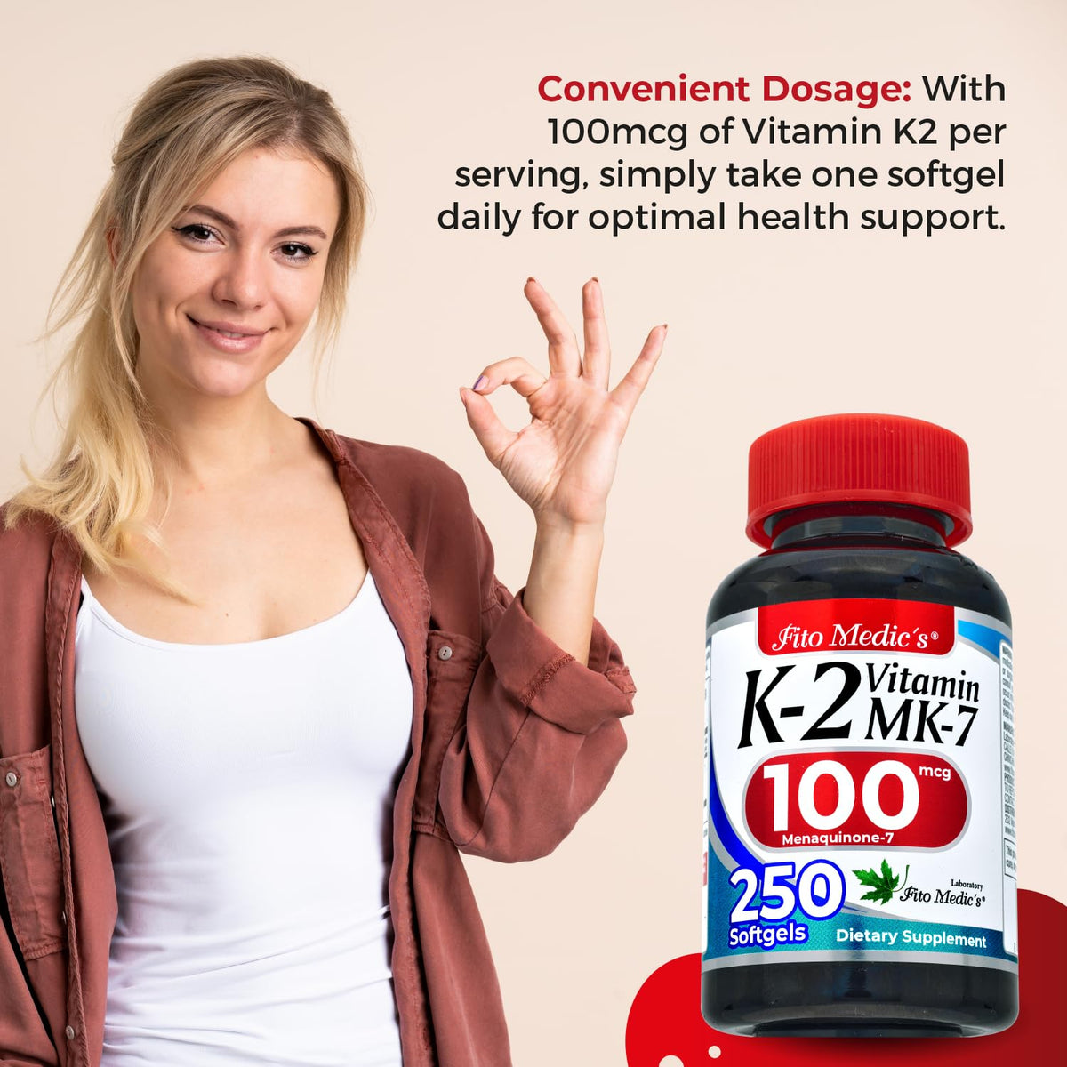 FITO MEDIC'S Lab | Vitamin k2 | k2 Vitamin Supplement | Vitamin k | 250 softgels | 100 mcg | - FENGGESTORE20