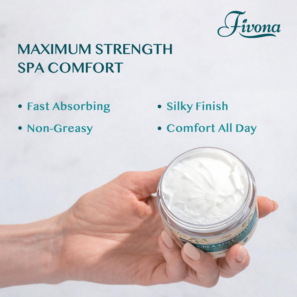 FIVONA 42% Urea Foot Cream for Thick, Rough Dry Skin - Maximum Strength Callus Softening with 2% Salicylic Acid, Tea Tree & Aloe Vera, 100g (3.5 oz) - Deep Moisturizing Foot Care - FENGGESTORE20