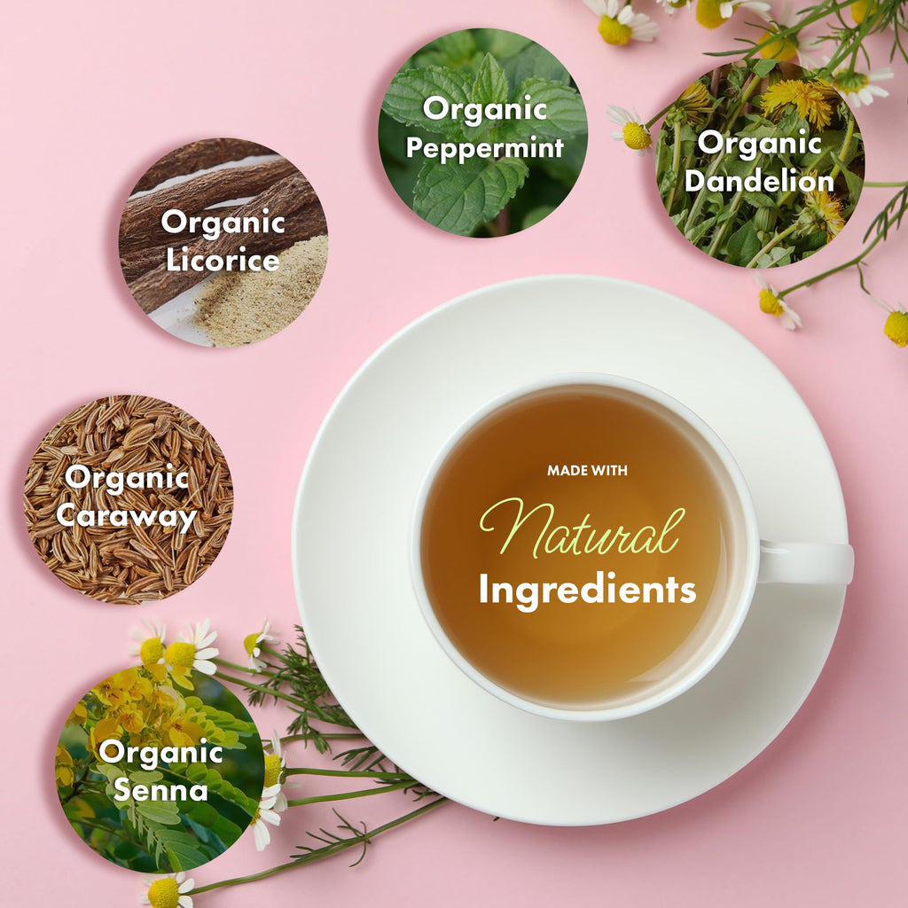 Flat Tummy Weekend Cleanse Tea - 30 Day Program - All Natural Colon Cleanse w/Senna and Dandelion Root, Provides Bloating Relief for Women - FENGGESTORE20