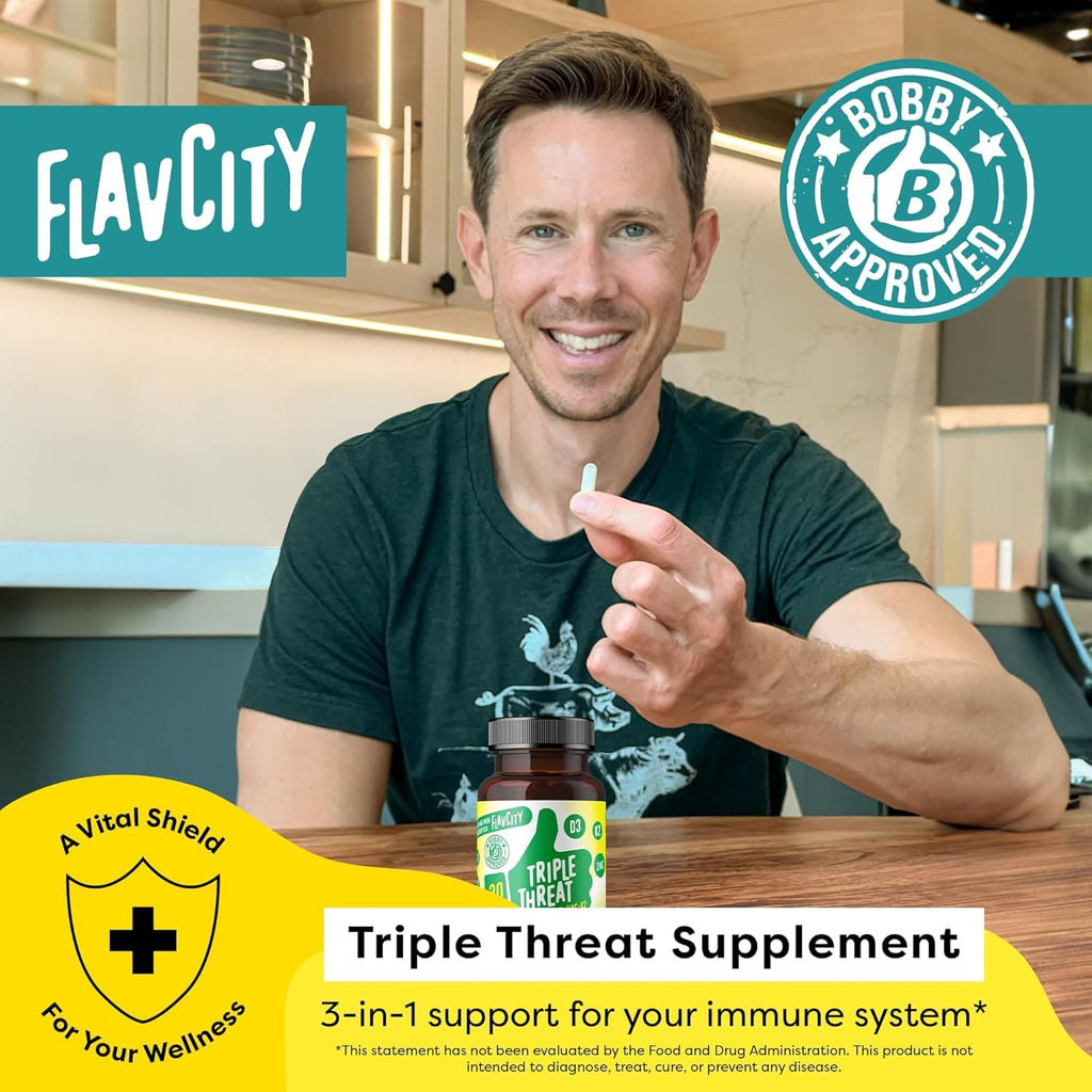 FlavCity Vitamin D3, K2 & Zinc - Triple Threat Supplement - Daily or Seasonal Immune Support - Vitamin D with K2 for Enhanced Absorption - FENGGESTORE20