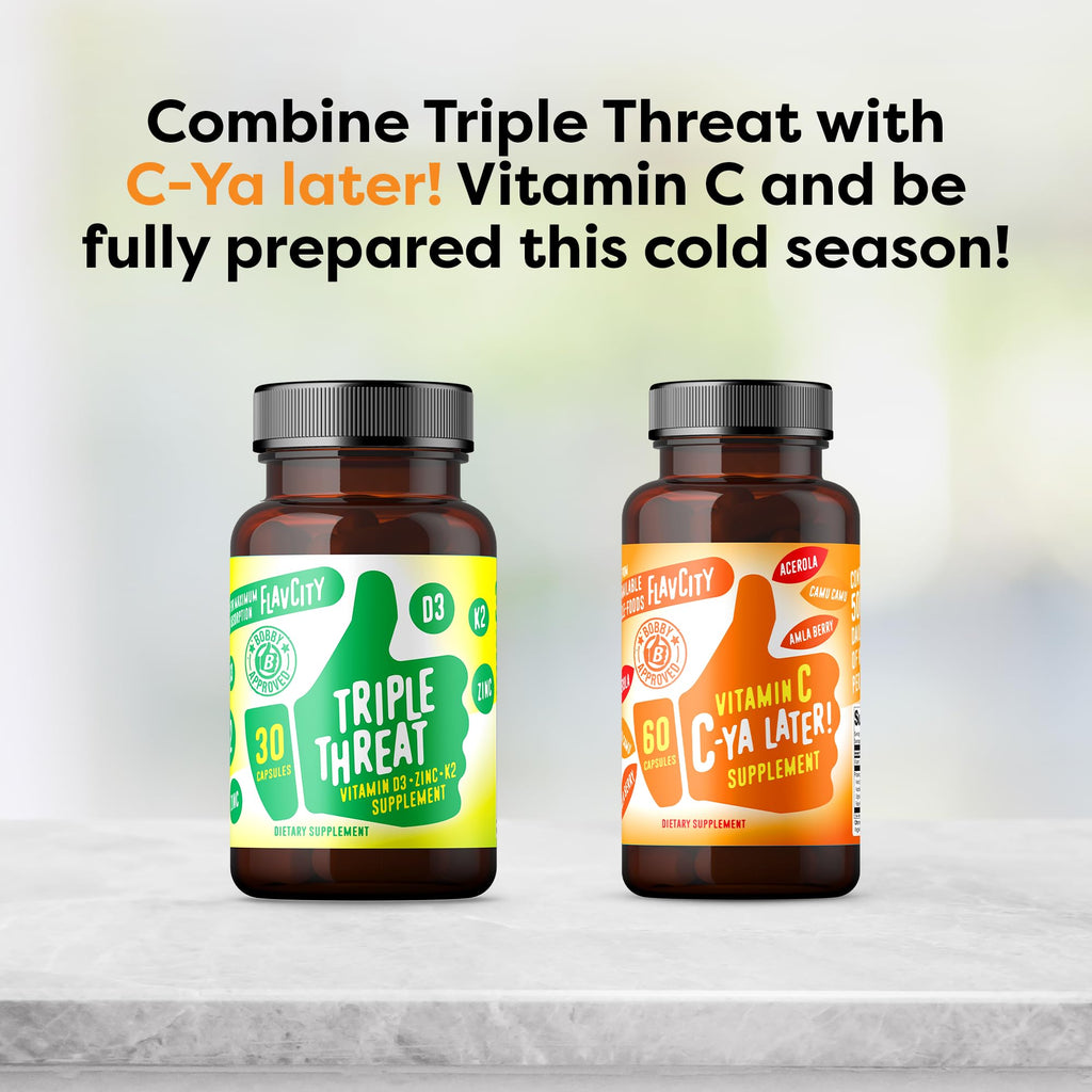 FlavCity Vitamin D3, K2 & Zinc - Triple Threat Supplement - Daily or Seasonal Immune Support - Vitamin D with K2 for Enhanced Absorption - FENGGESTORE20