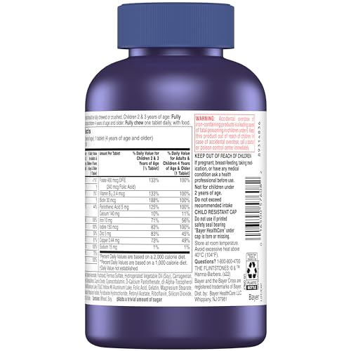 Flintstones Vitamins Chewable Kids Vitamins, Complete Multivitamin for Kids and Toddlers with Iron, Calcium, Vitamin C - FENGGESTORE20