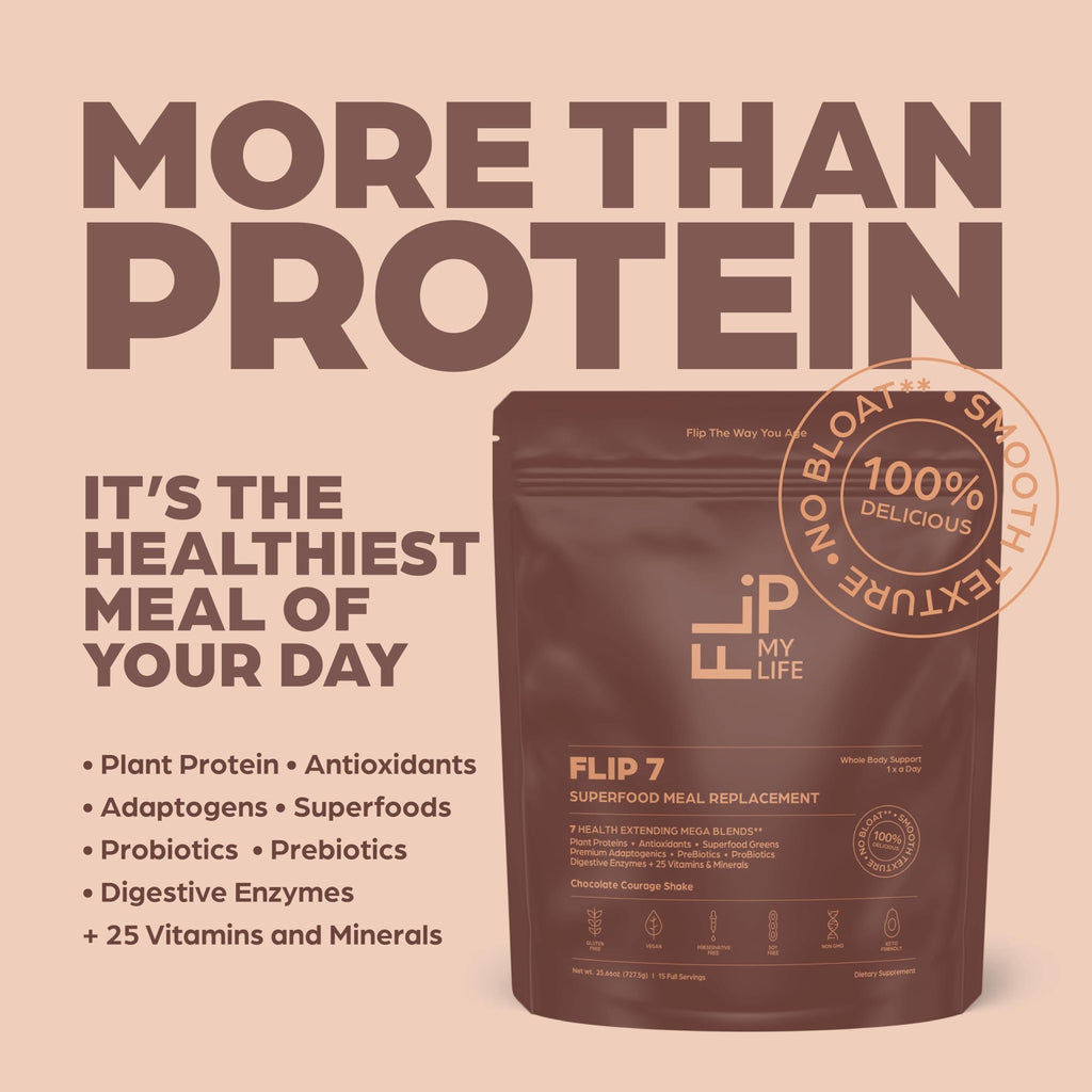 Flip My Life, Flip 7 Natural SuperFood, Plant-Based Protein, Complete Meal Replacement to Support Healthy Gut, 7 Mega Nutrient Rich Blends - FENGGESTORE20