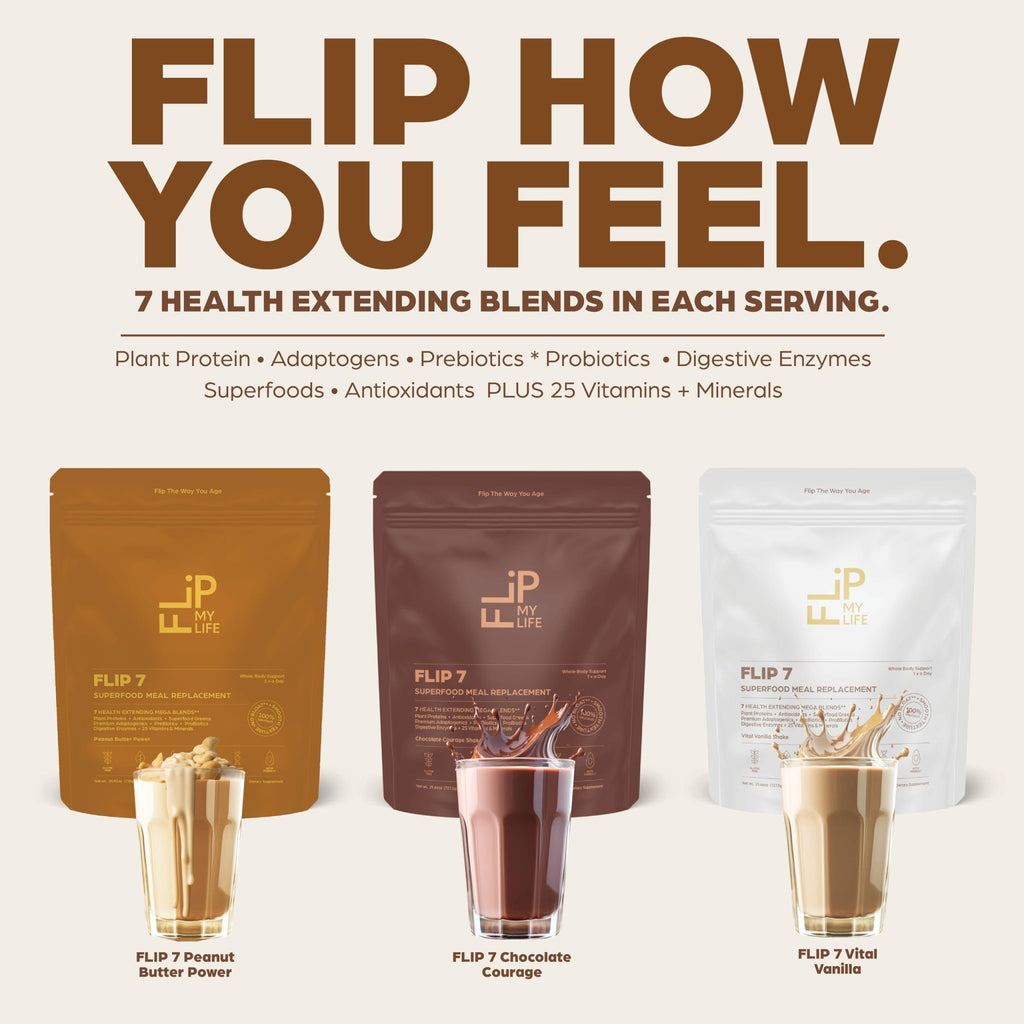 Flip My Life, Flip 7 Natural SuperFood, Plant-Based Protein, Complete Meal Replacement to Support Healthy Gut, 7 Mega Nutrient Rich Blends - FENGGESTORE20