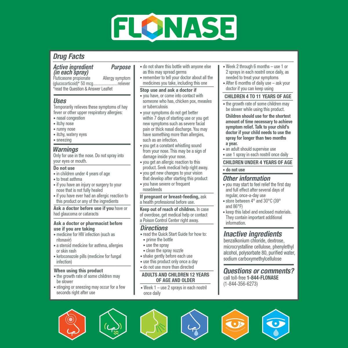 Flonase Allergy Relief Nasal Spray, 24-Hour Non-Drowsy Multi-Symptom Relief 144 Sprays, Bonus Pack of Tissues - FENGGESTORE20