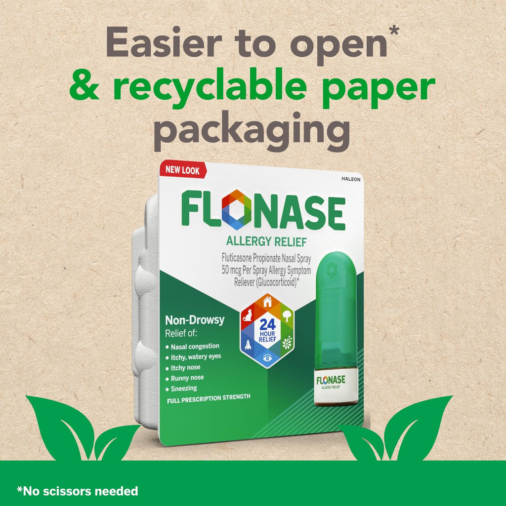 Flonase Allergy Relief Nasal Spray, 24-Hour Non-Drowsy Multi-Symptom Relief 144 Sprays, Bonus Pack of Tissues - FENGGESTORE20