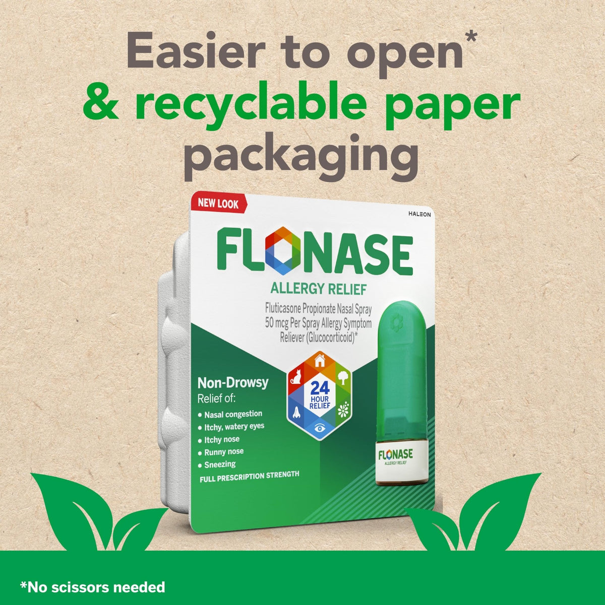 Flonase Allergy Relief Nasal Spray, 24-Hour Non-Drowsy Multi-Symptom Relief 144 Sprays, Bonus Pack of Tissues - FENGGESTORE20