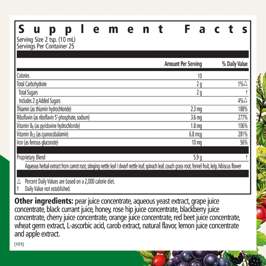 Floradix Iron & Herbs - Liquid Herbal Supplement for Energy Support - Iron Supplement with Vitamin C & Vitamin B Complex - for Men & Women - 8.5 fl oz - FENGGESTORE20