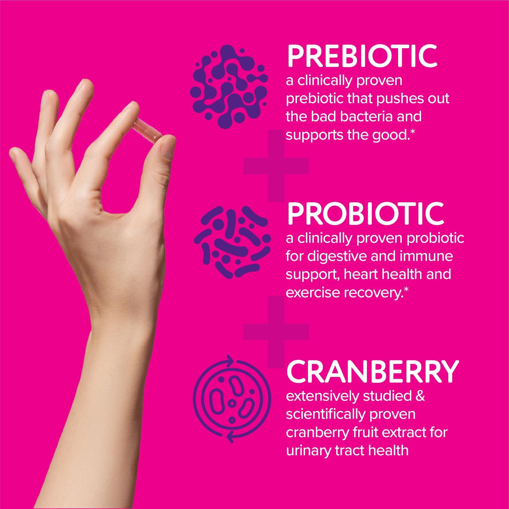 Florajen Women’s Triple-Action Probiotic, Prebiotic + Probiotic + Cranberry for Vaginal, Digestive, & Immune Support - Fast-Acting - FENGGESTORE20