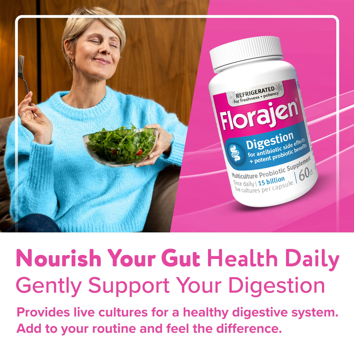 Florajen3 Digestion High Potency Refrigerated Probiotics | Restores Balance in Digestive System | for Antibiotic Side Effects | 60 Capsules - FENGGESTORE20
