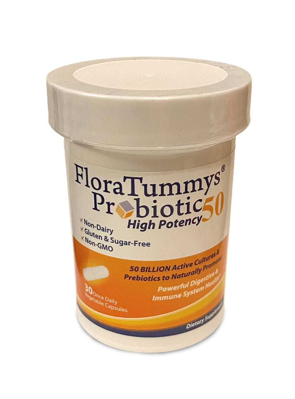 FloraTummys 50 High Potency Adult Probiotic, 50 Billion CFU, Prebiotics, Dairy Free, Gluten Free Probiotic, Non-GMO, Sugar-Free, Made in USA - FENGGESTORE20
