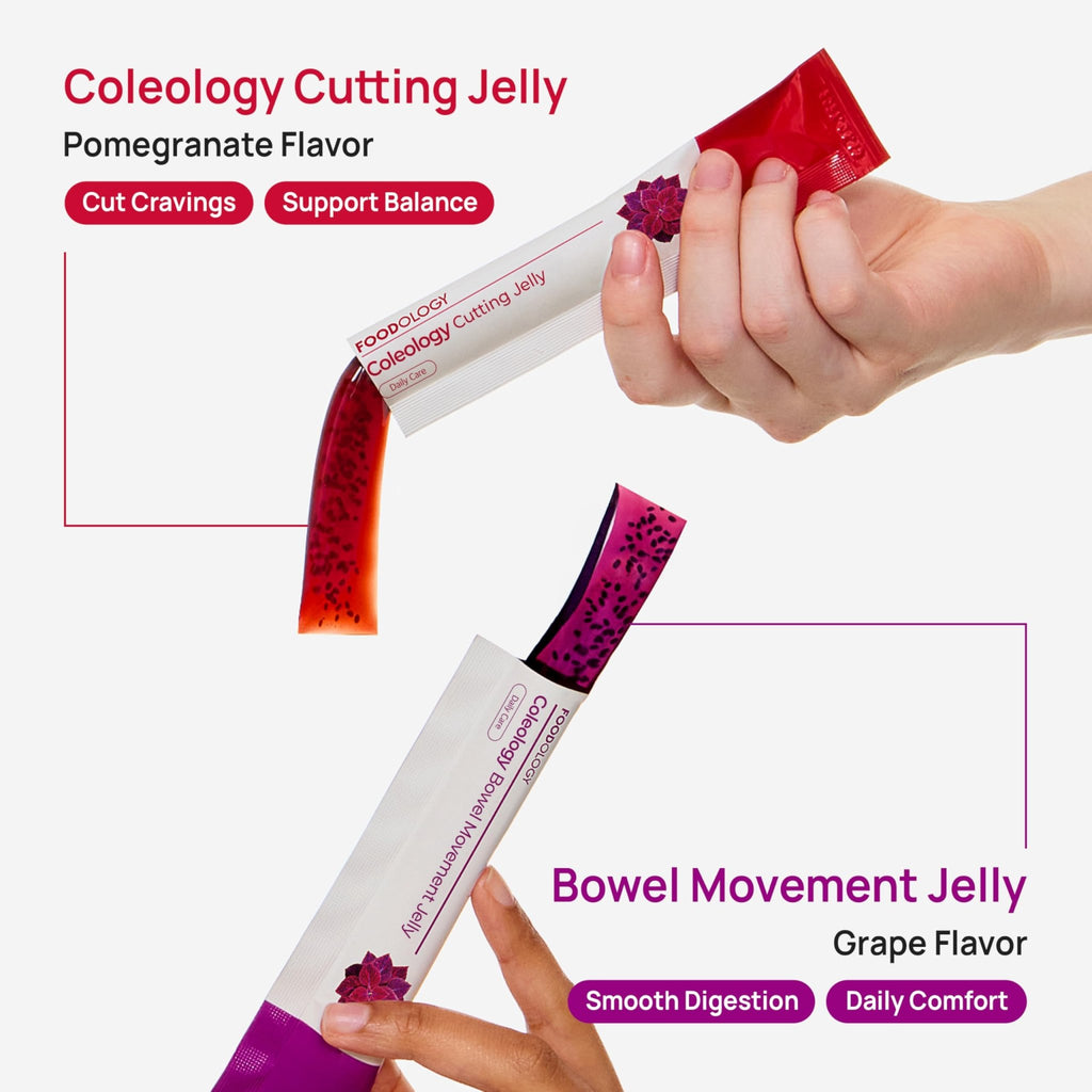 FOODOLOGY Coleology Bowel Movement Jelly (Grape & Prune) – Prebiotic Fiber Supplement for Gut Health & Daily Regularity, Chia Seeds, Korean Supplement – 10 Sticks - FENGGESTORE20