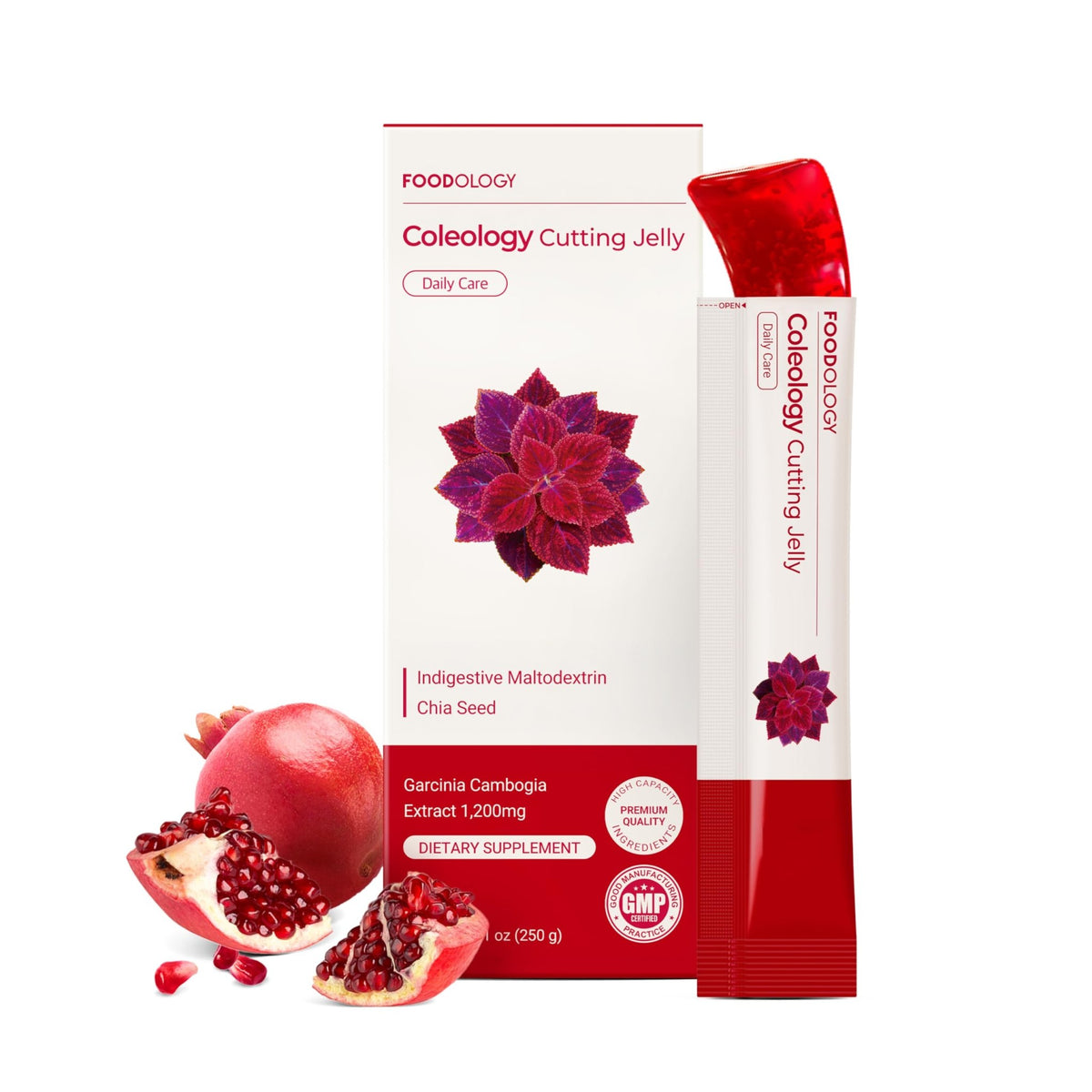 FOODOLOGY Coleology Cutting Stick Jelly (Pomegranate) – Dietary Fiber Supplement for Healthy Weight Management, Chia Seeds & Garcinia Cambogia - FENGGESTORE20