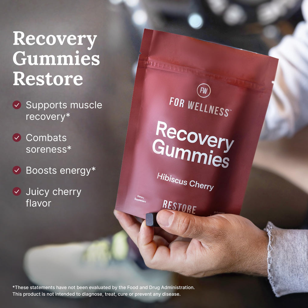 For Wellness Recovery Gummies Restore | Tart Cherry Energy Supplements with Electrolytes for Muscle Soreness, Post-Workout Performance & Recovery - FENGGESTORE20