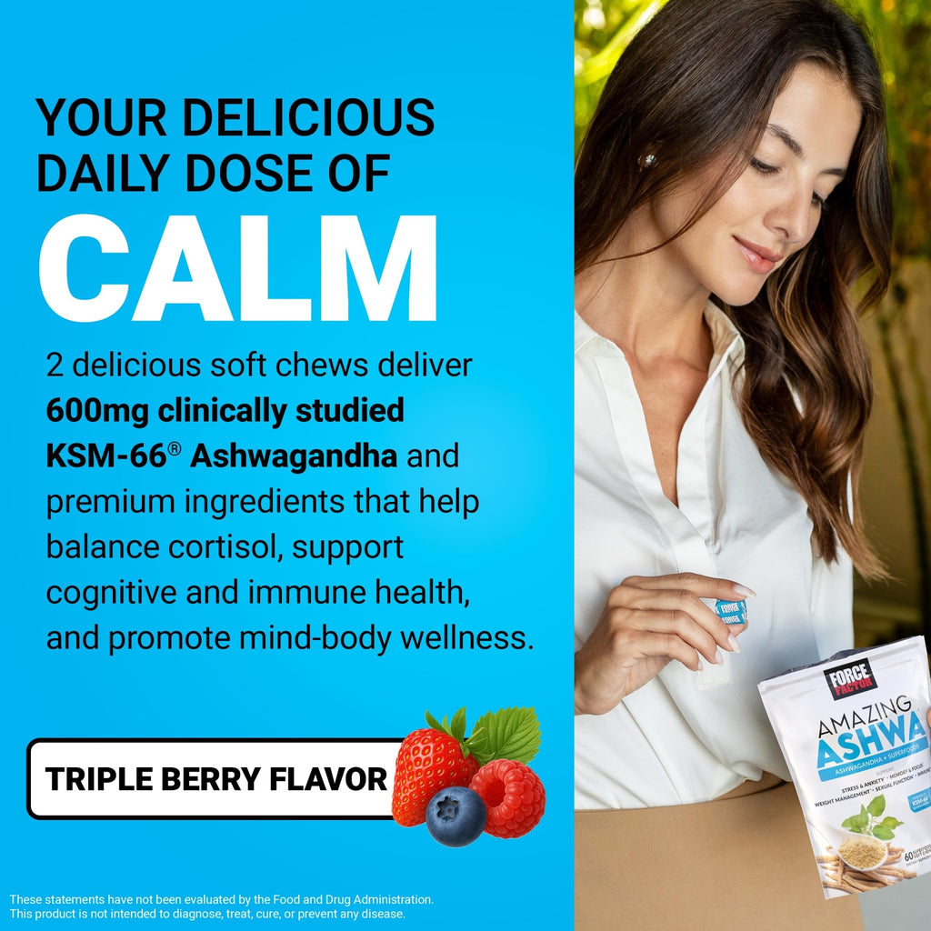 Force Factor Amazing Ashwa for Stress Relief, Memory, Focus, and Immune Support Health, Ashwaganda Supplement with KSM-66 Ashwagandha - FENGGESTORE20