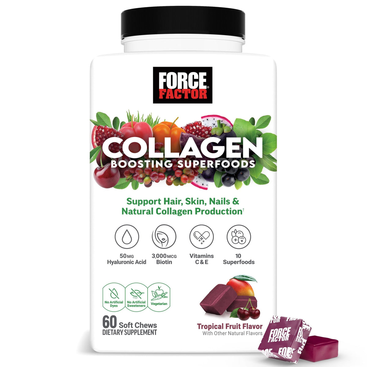Force Factor Collagen Boosting Superfoods, Vegan Collagen Booster for Women, with Biotin, Hyaluronic Acid, and Vitamin C, for Hair, Skin, Nails, & Joint Support - FENGGESTORE20