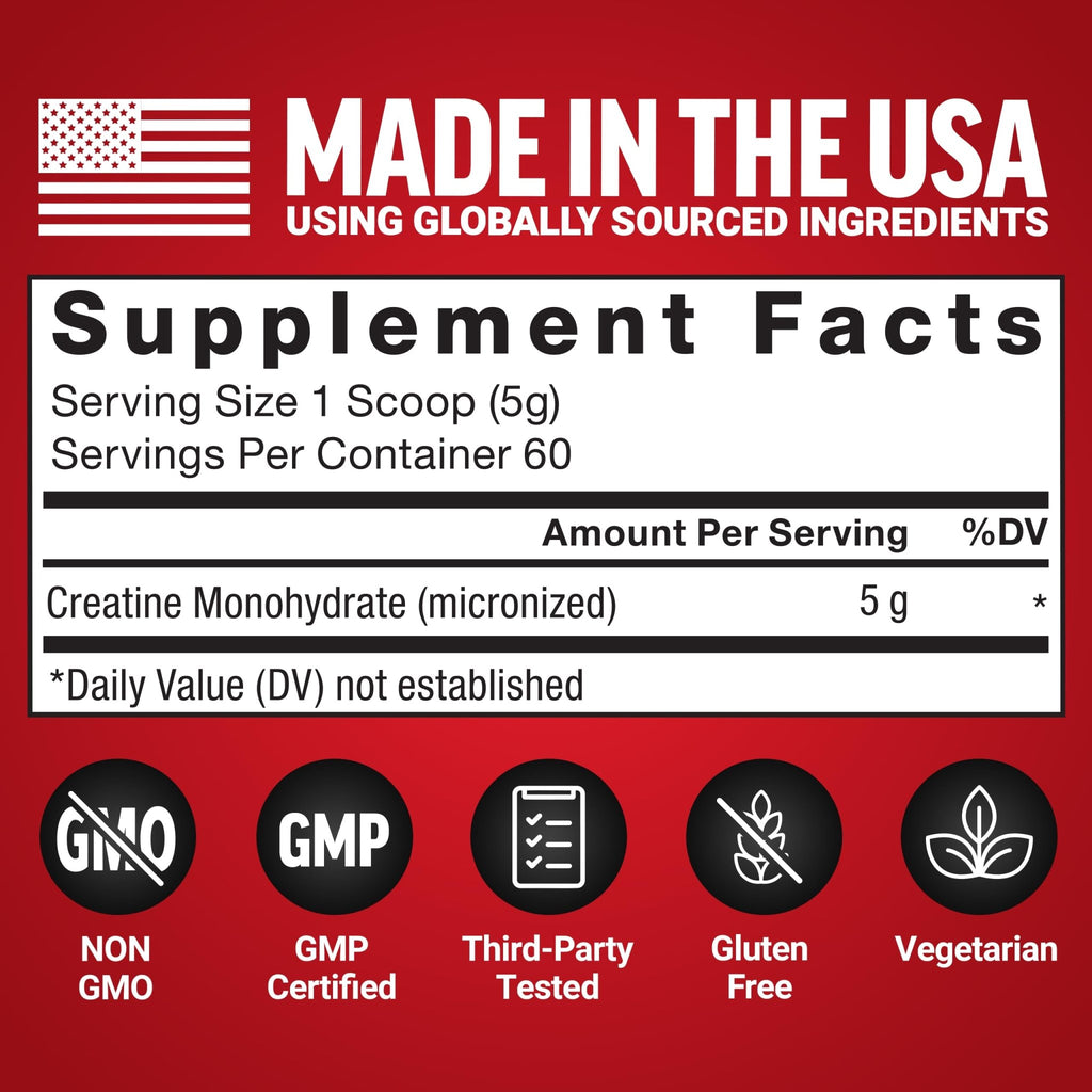 Force Factor Creatine Monohydrate Powder, 5g Micronized Dose to Support Muscle Growth, Strength, Recovery, Cognitive Health & Memory - FENGGESTORE20