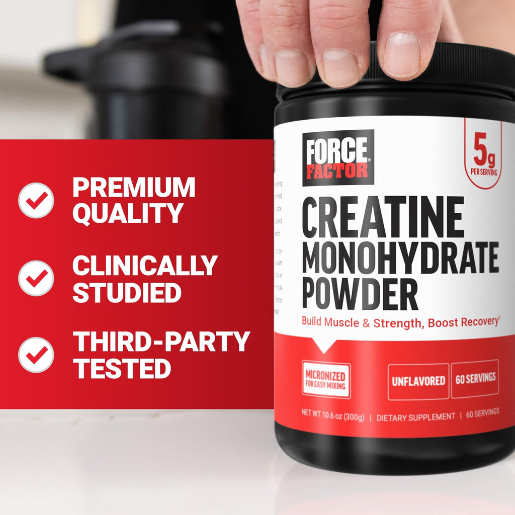 Force Factor Creatine Monohydrate Powder, 5g Micronized Dose to Support Muscle Growth, Strength, Recovery, Cognitive Health & Memory - FENGGESTORE20