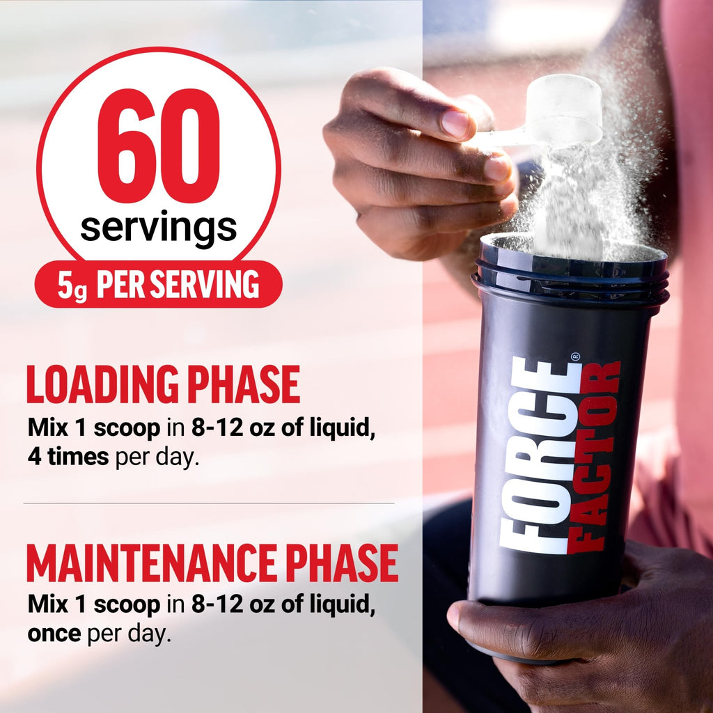 Force Factor Creatine Monohydrate Powder, 5g Micronized Dose to Support Muscle Growth, Strength, Recovery, Cognitive Health & Memory - FENGGESTORE20