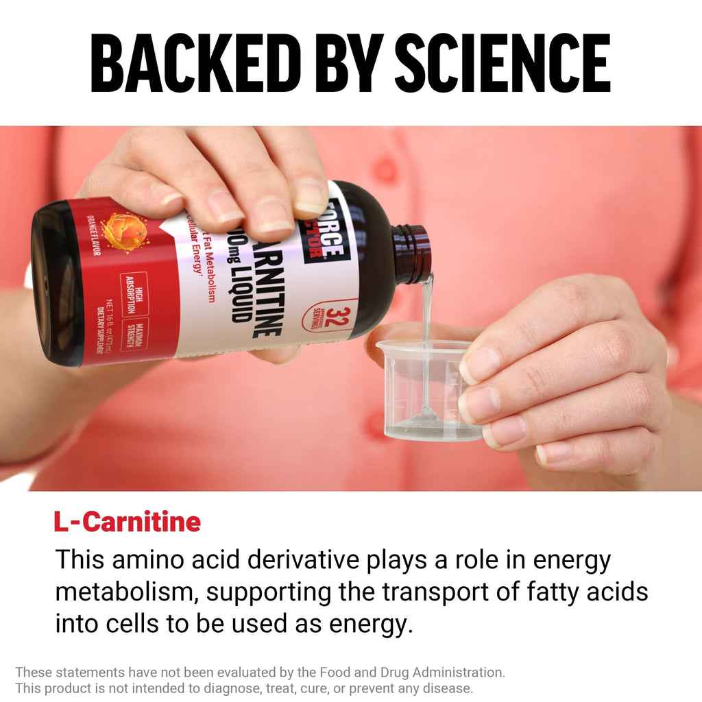 Force Factor L-Carnitine Liquid 3000mg, Maximum Strength Supplement to Support Fat Metabolism, Cellular Energy & Muscle Recovery, High Absorbing - FENGGESTORE20