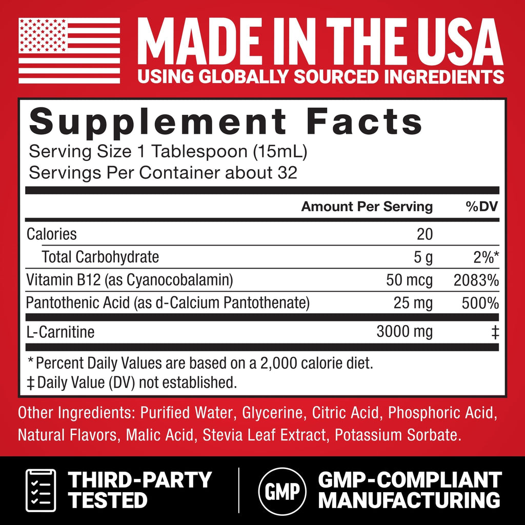Force Factor L-Carnitine Liquid 3000mg, Maximum Strength Supplement to Support Fat Metabolism, Cellular Energy & Muscle Recovery, High Absorbing - FENGGESTORE20