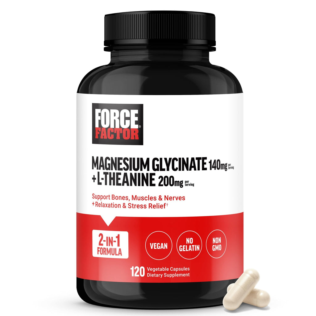Force Factor Magnesium + L-Theanine, Magnesium Bisglycinate Supplement to Support Bones, Muscles, Nerves, Relaxation, and Mood, Vegan - FENGGESTORE20