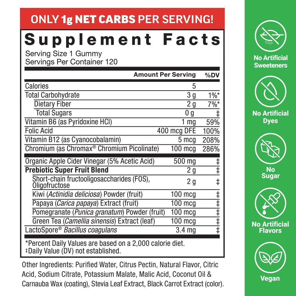Force Factor ProbioSlim Apple Cider Vinegar Gummies, Keto ACV Gummies with LactoSpore Probiotics & Prebiotics to Support Digestion, Metabolism & Immune Health, - FENGGESTORE20