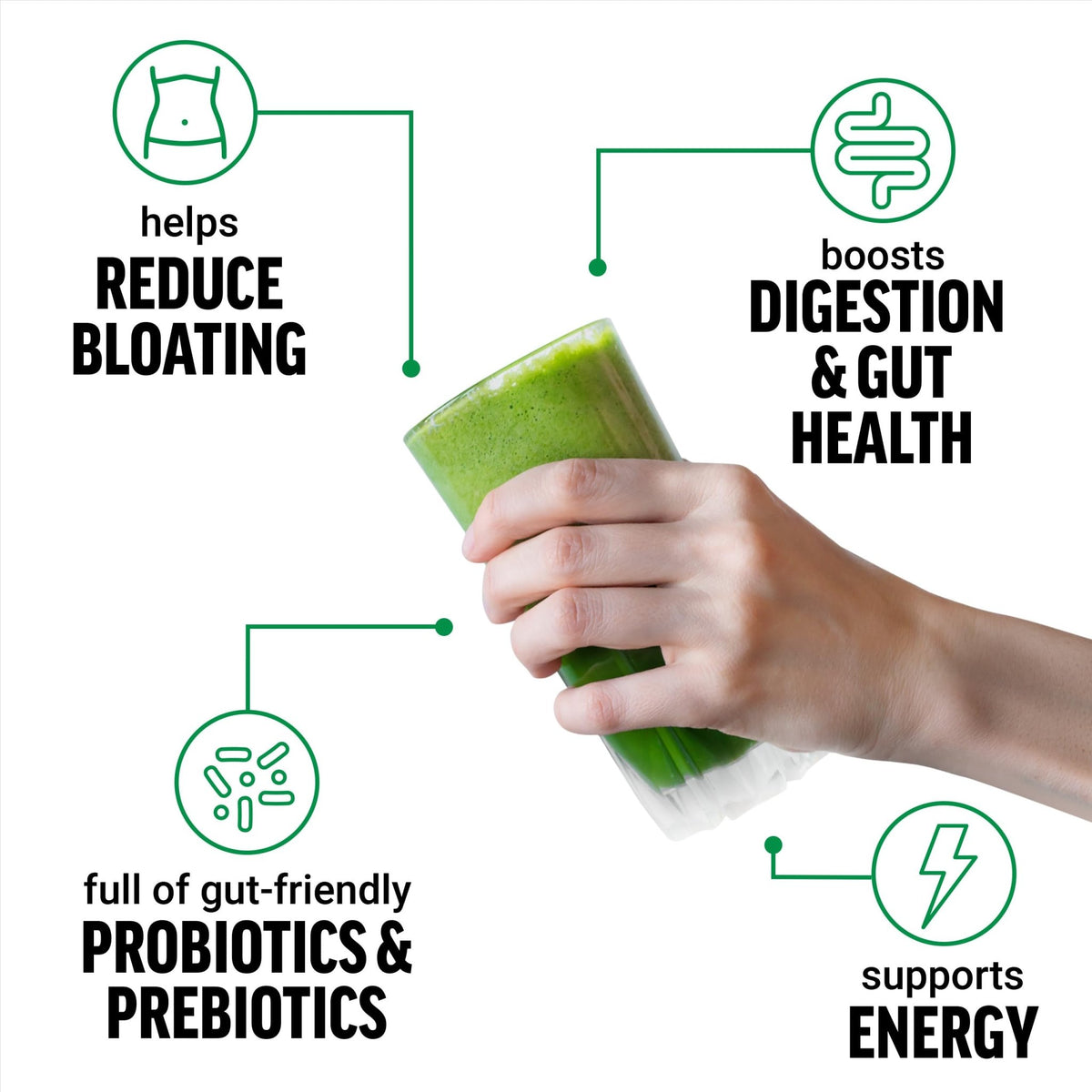 Force Factor Smarter Greens Daily Wellness Powder, Greens Superfood Powder to Support Gut Health, Bloating, & Digestion, with 40+ Superfoods - FENGGESTORE20